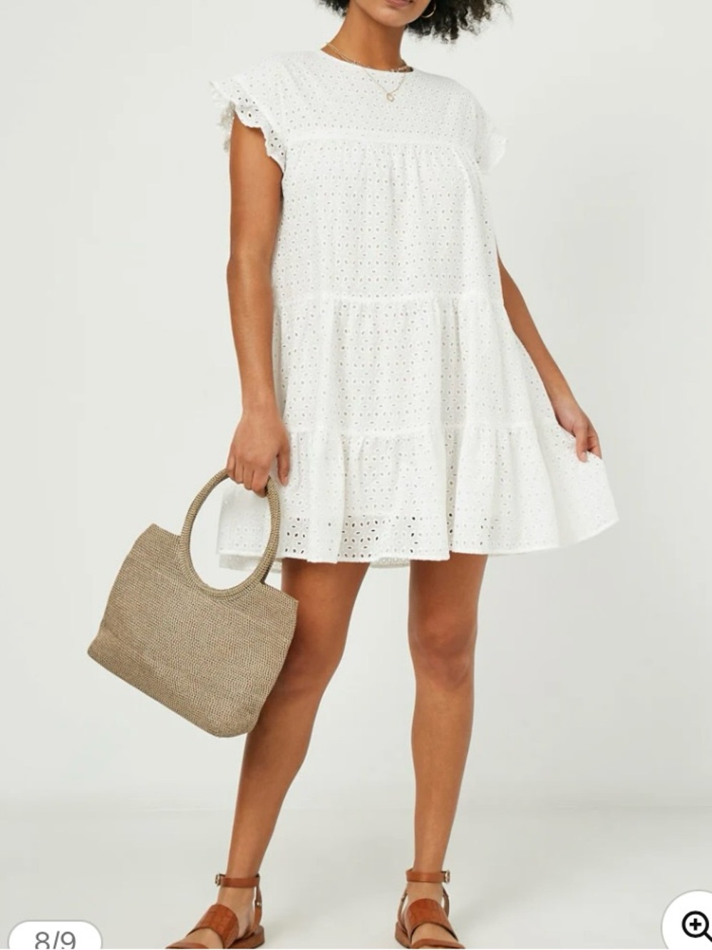 Hayden Flutter Sleeve Tiered Eyelet Dress